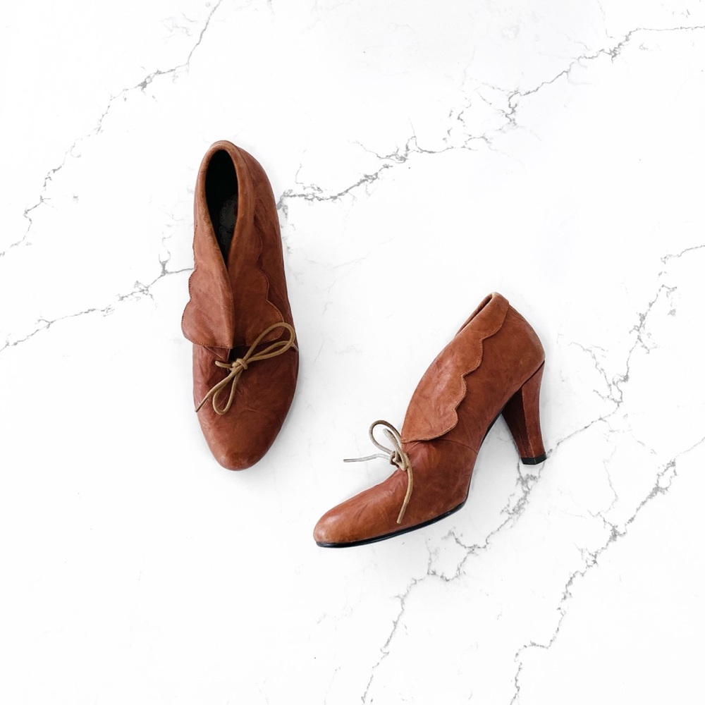 Irregular Choice Brown Scalloped Leather Heels